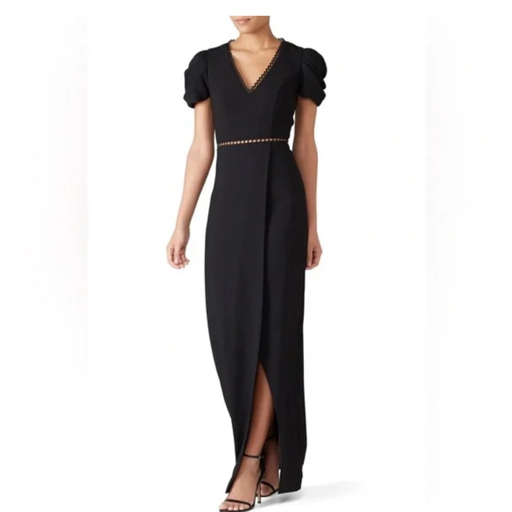 ML Monique Lhuillier Black Cutout Gown size 16 Tall